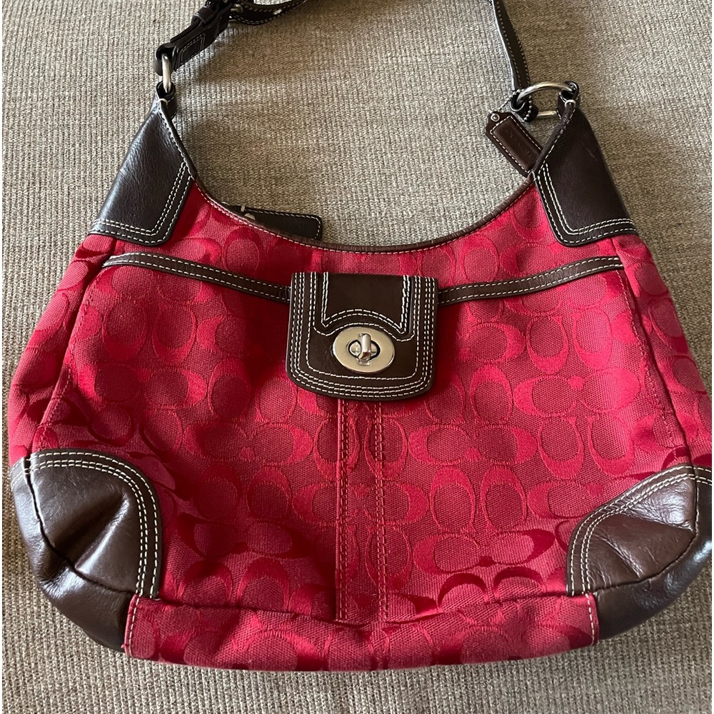 Coach bag. Excellent condition. Red and brown.